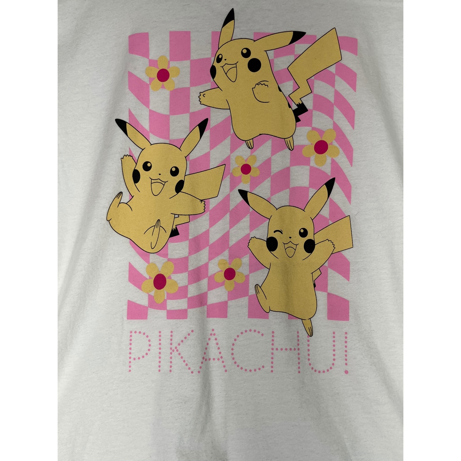Pokemon Pikachu Tshirt Kids Youth Graphic Tee Nintendo White/Pink Sz Xl 14-16